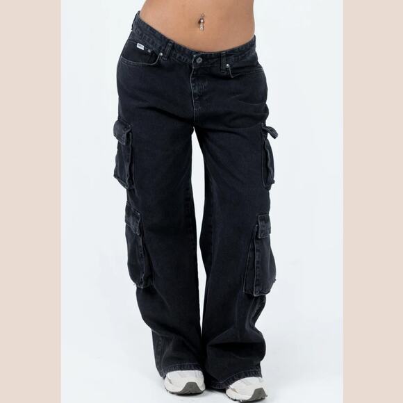 The Ragged Priest Black Combat Cargo Jeans Charcoal Size 26 NEW NWT - Picture 2 of 9